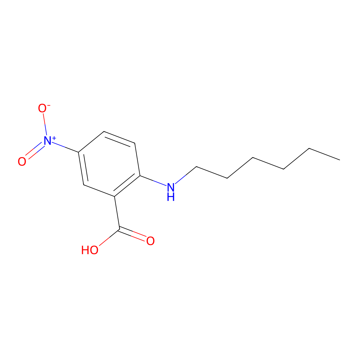 2-(Hexylamino)-5-nitrobenzoic acid molecular structure, CAS 112887-30-6
