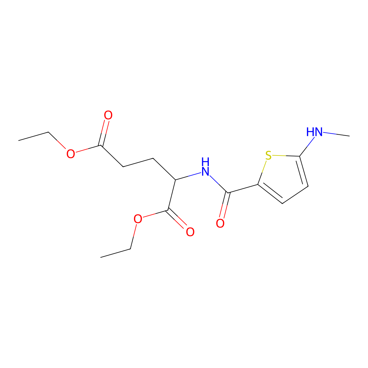 (S)-Diethyl 2-(5-(methylamino)thiophene-2-carboxamido)pentanedioate molecular structure, CAS 112889-02-8