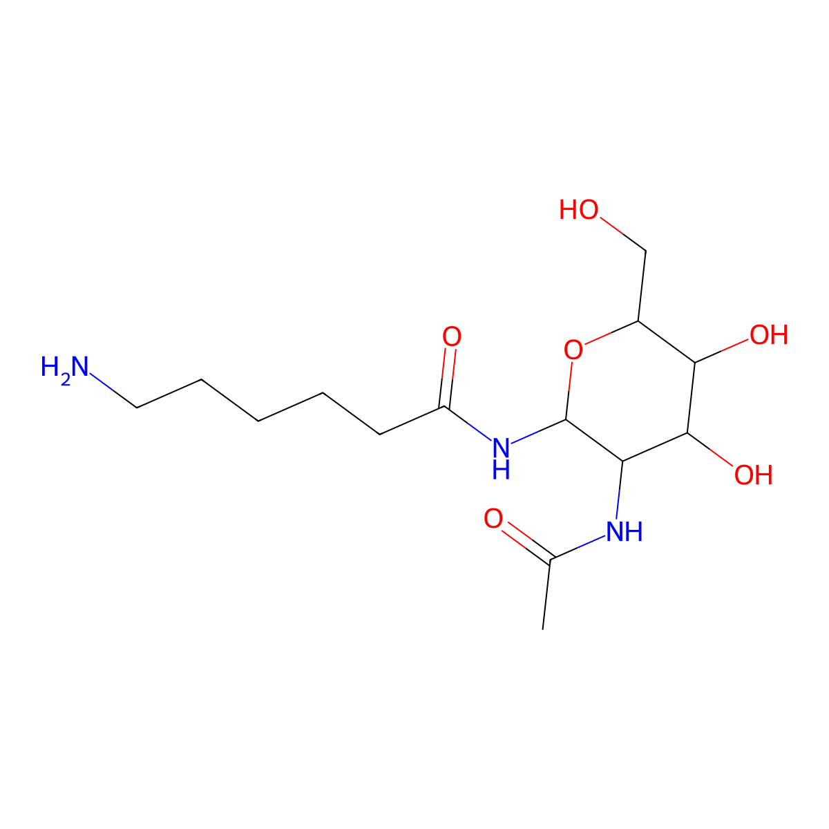 2-Acetamido-N-(e-aminocaproyl)-2-deoxy-beta-D-glucopyranosylamine molecular structure, CAS 112898-10-9