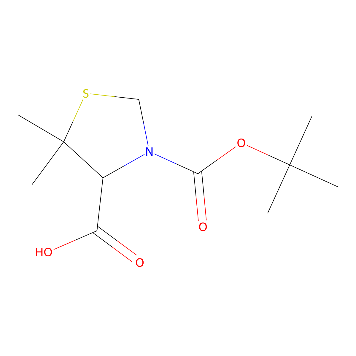 (s)-Boc-5,5-dimethyl-1,3-thiazolidine-4-carboxylic acid molecular structure, CAS 112898-19-8