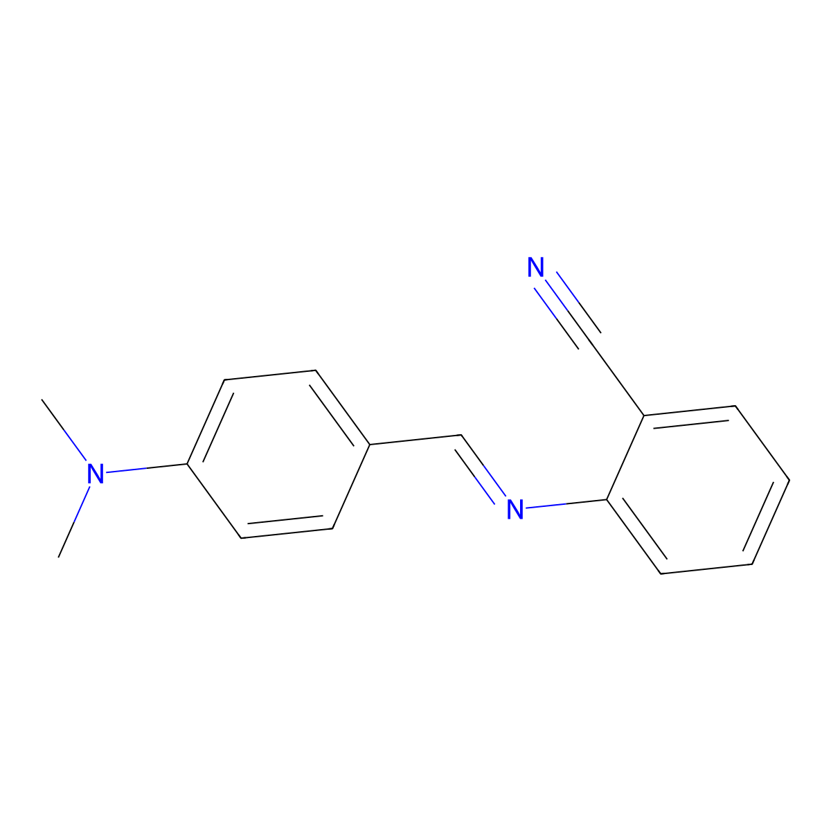 Benzonitrile, 2-[[[4-(dimethylamino)phenyl]methylene]amino]- molecular structure, CAS 112900-27-3
