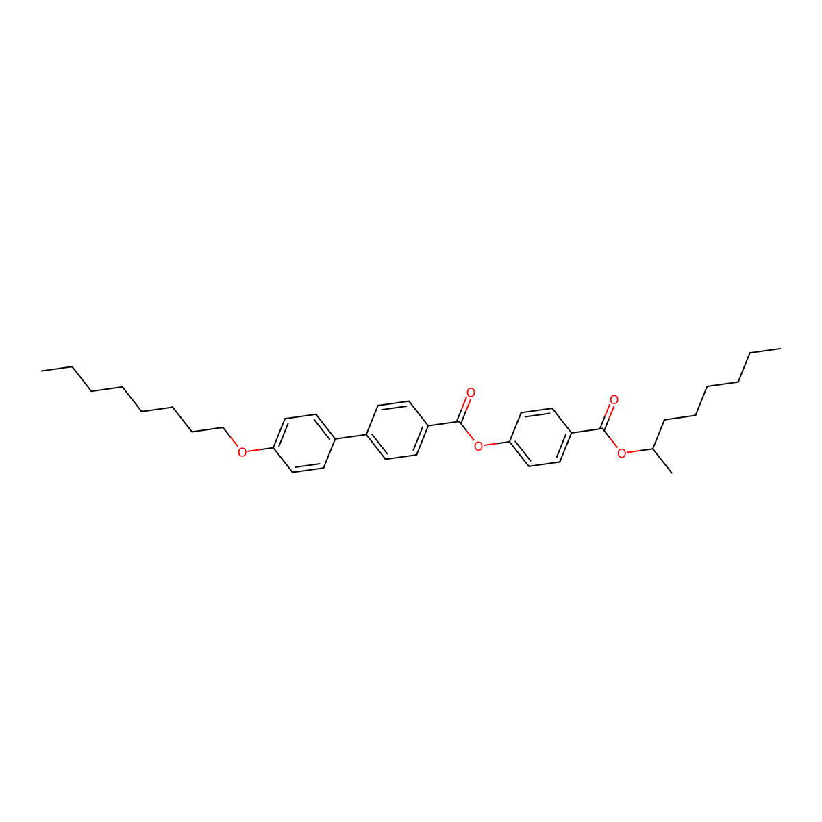 (S)-4-[(1-Methylheptyloxy)carbonyl]phenyl 4'-octyloxy-4-biphenylcarboxylate molecular structure, CAS 112901-67-4