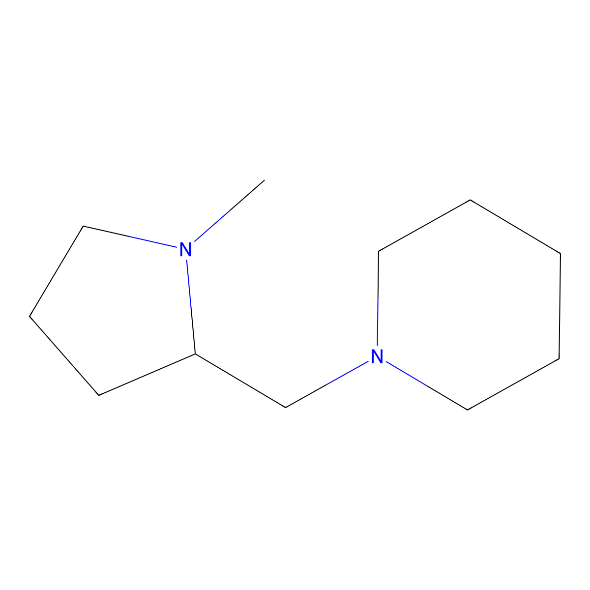 1-[(1-Methylpyrrolidin-2-yl)methyl]piperidine molecular structure, CAS 112906-35-1
