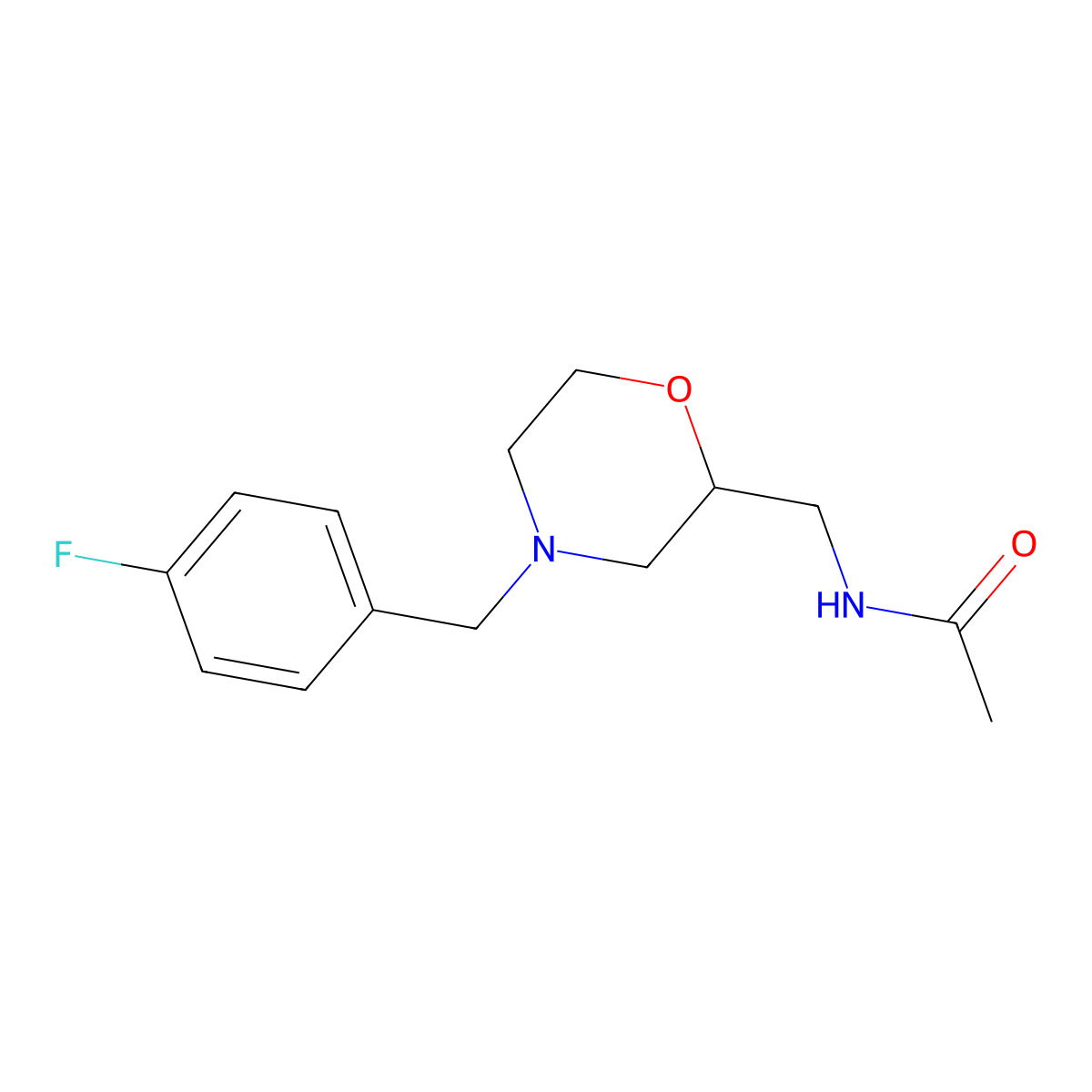 N-((4-(4-Fluorobenzyl)morpholin-2-yl)methyl)acetamide molecular structure, CAS 112913-94-7