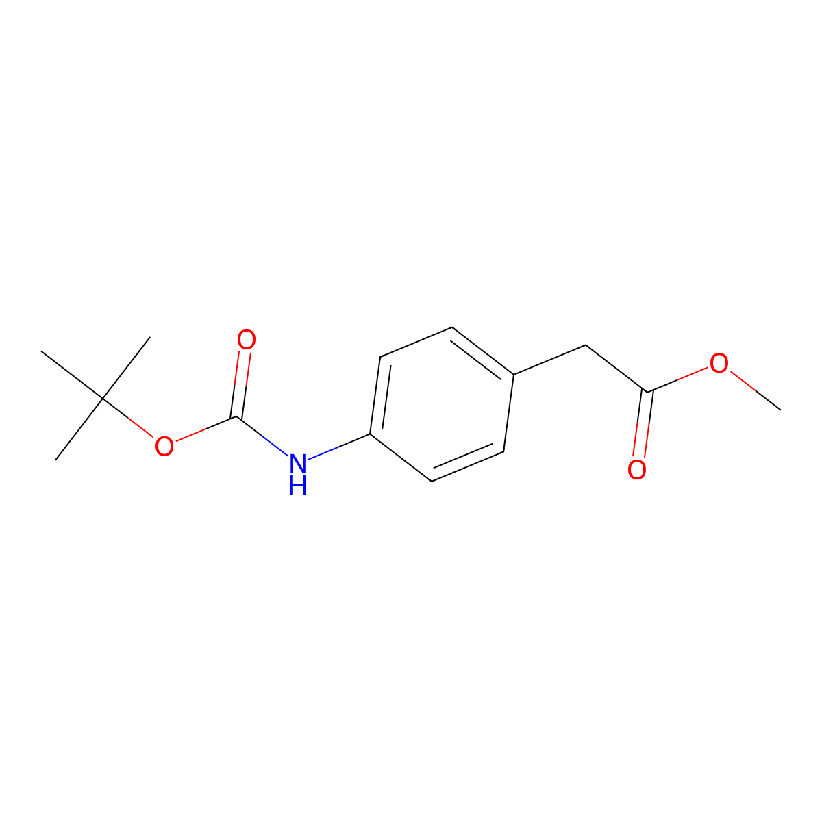 4-BOC-aminophenylacetic acid, methyl ester molecular structure, CAS 112918-77-1
