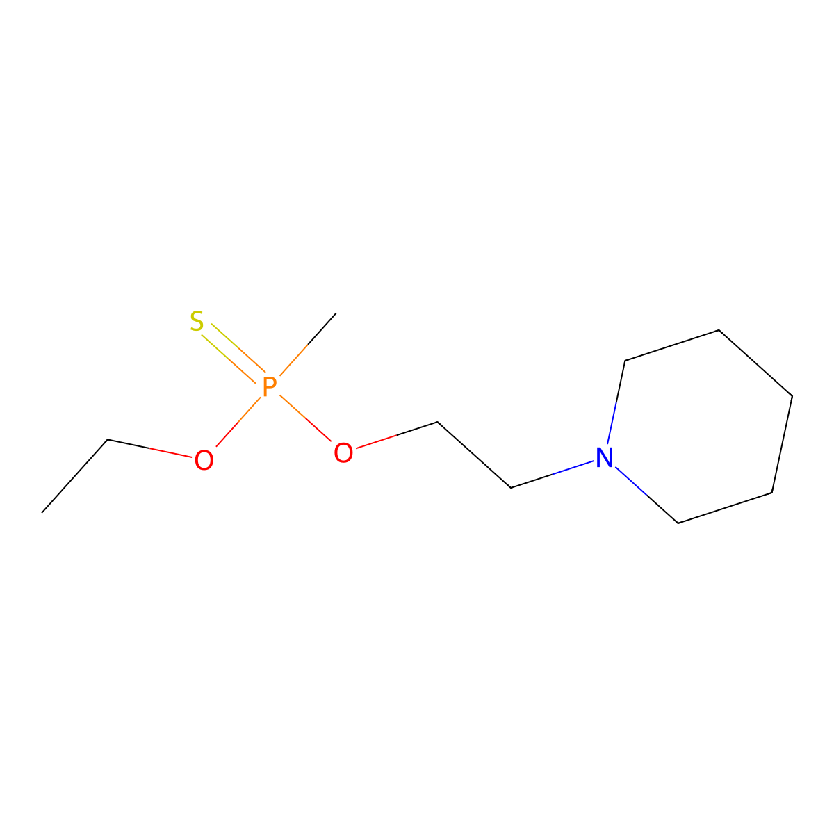O-ethyl O-[2-(piperidin-1-yl)ethyl] methylphosphonothioate molecular structure, CAS 112919-75-2