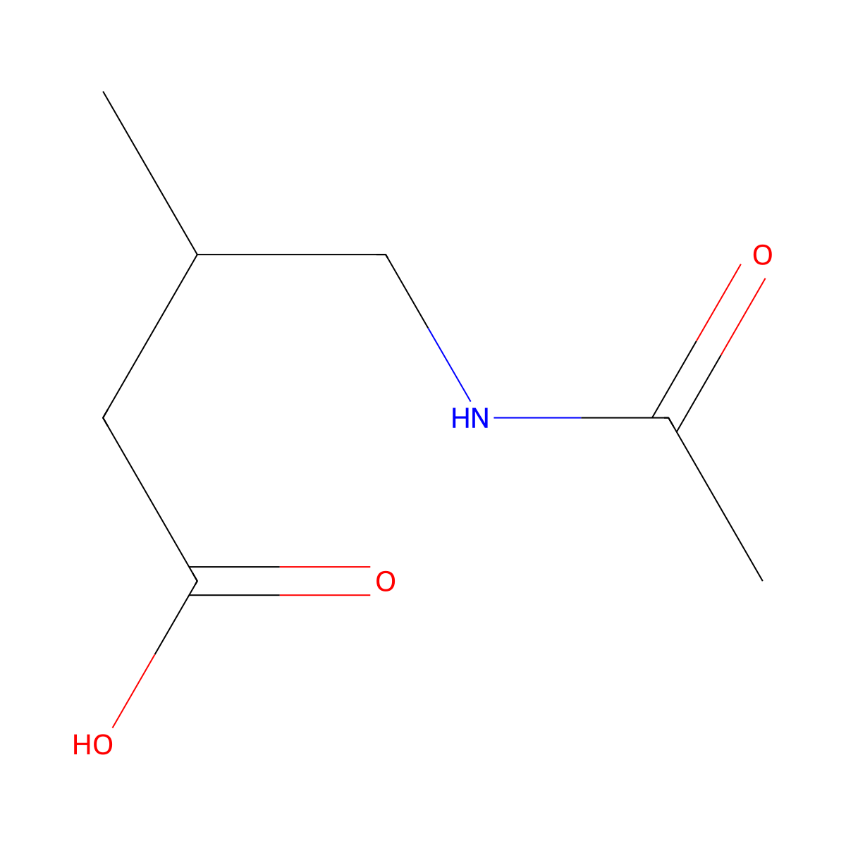 (3R)-4-acetamido-3-methylbutanoic acid molecular structure, CAS 1129268-59-2