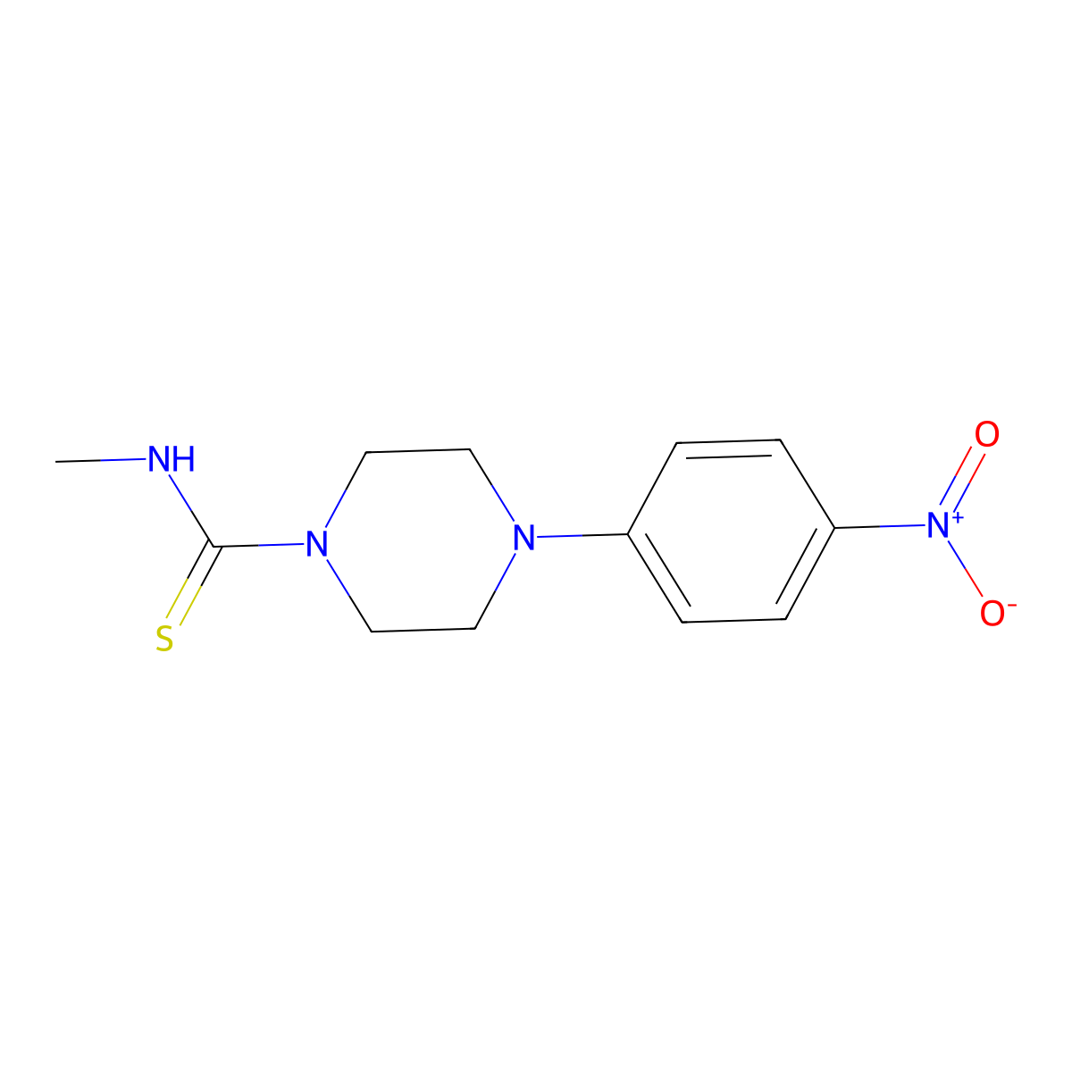 N-methyl-4-(4-nitrophenyl)piperazine-1-carbothioamide molecular structure, CAS 112940-44-0