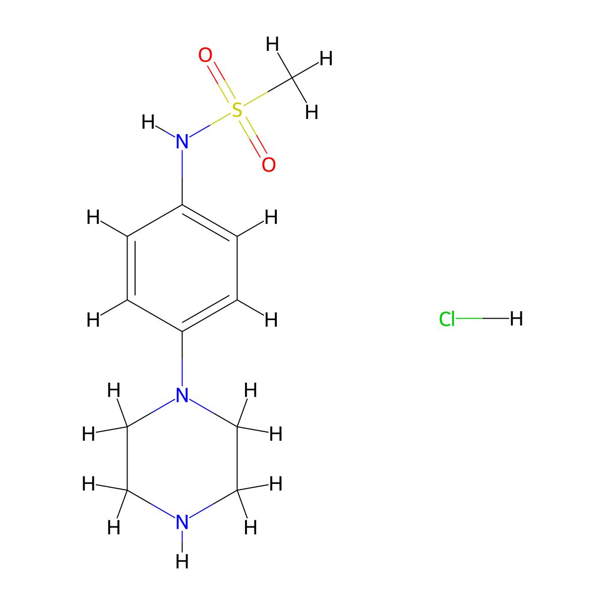 N-[4-(piperazin-1-yl)phenyl]methanesulfonamide hydrochloride molecular structure, CAS 112940-54-2