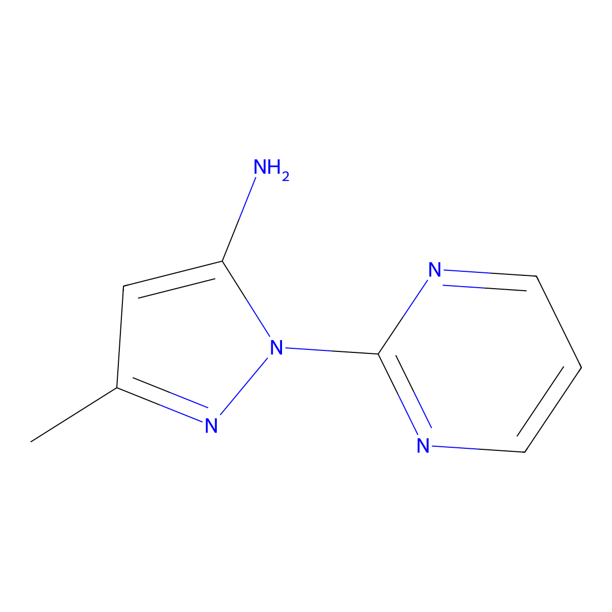 3-methyl-1-(pyrimidin-2-yl)-1H-pyrazol-5-amine molecular structure, CAS 1129400-99-2