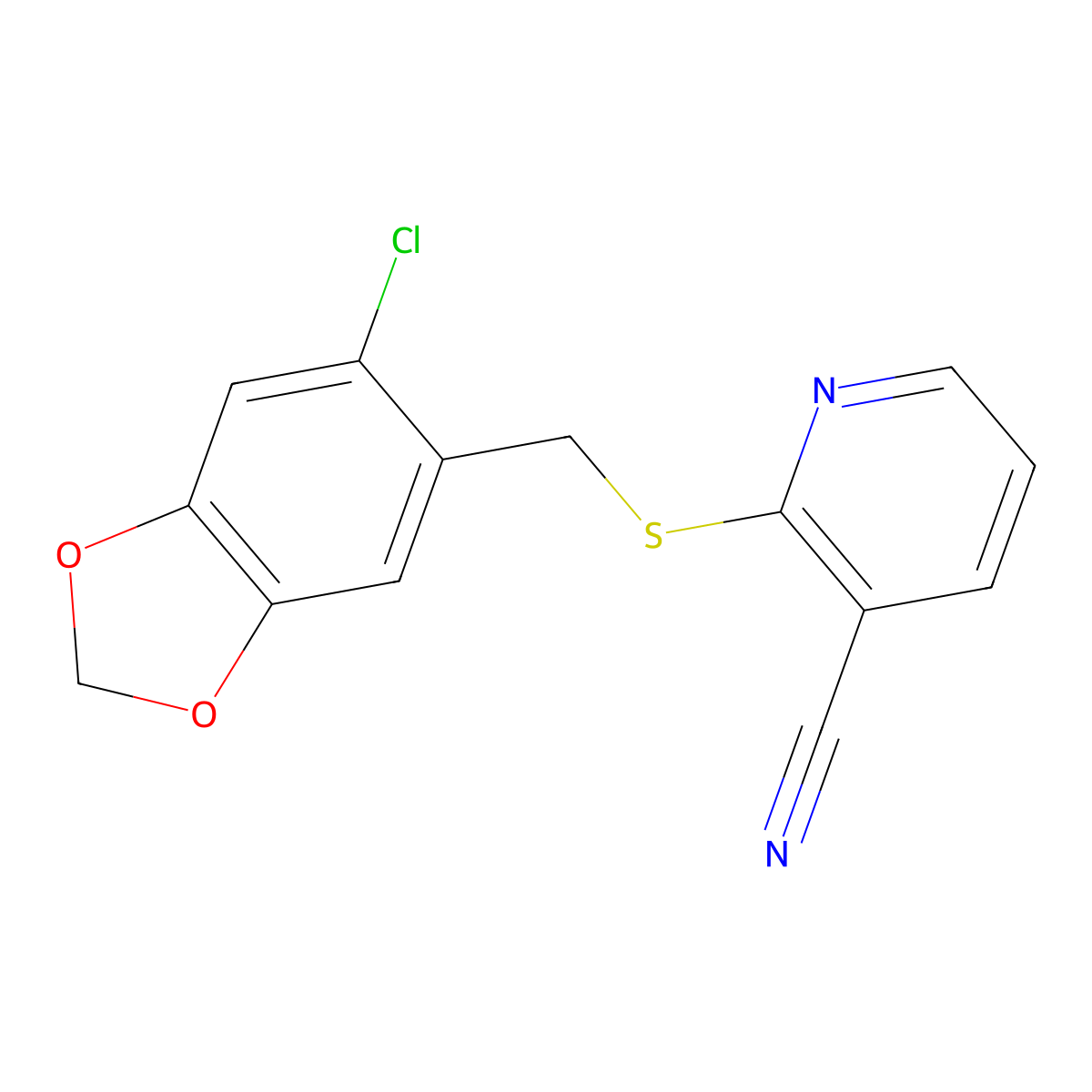 2-{[(6-Chloro-2H-1,3-benzodioxol-5-YL)methyl]sulfanyl}pyridine-3-carbonitrile molecular structure, CAS 1129406-37-6