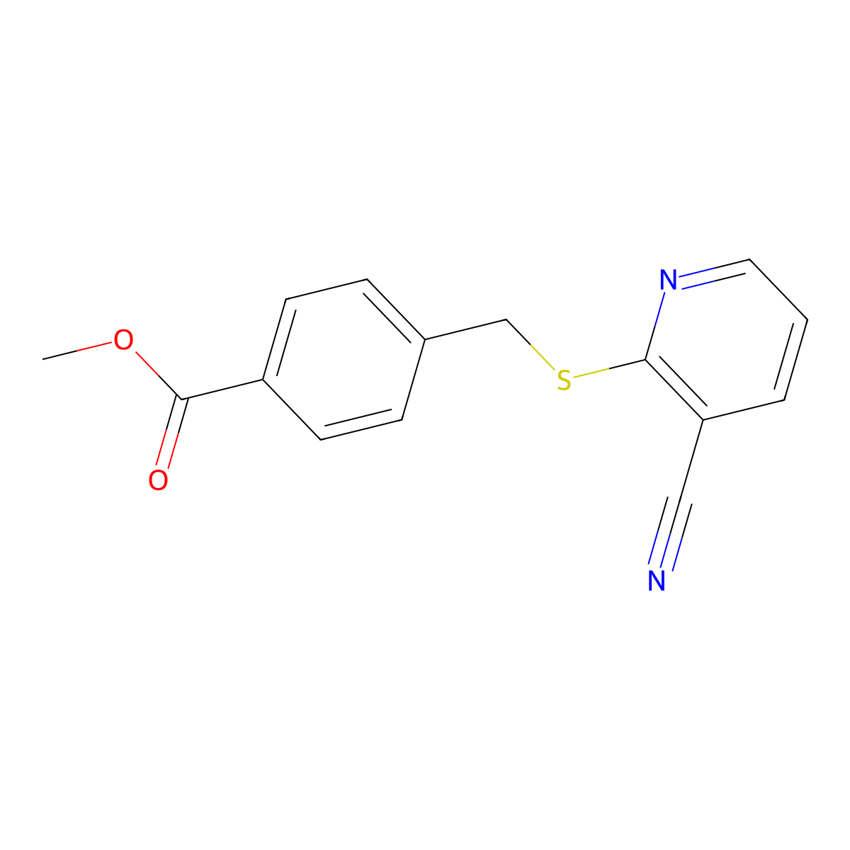 Methyl 4-{[(3-cyanopyridin-2-yl)sulfanyl]methyl}benzoate molecular structure, CAS 1129406-41-2