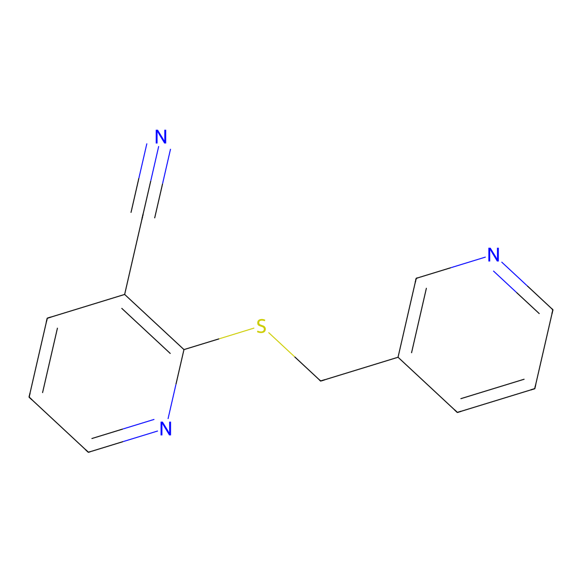 2-{[(Pyridin-3-yl)methyl]sulfanyl}pyridine-3-carbonitrile molecular structure, CAS 1129406-42-3