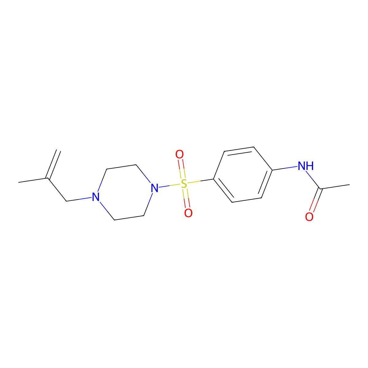 N-(4-{[4-(2-methylprop-2-en-1-yl)piperazin-1-yl]sulfonyl}phenyl)acetamide molecular structure, CAS 1129406-63-8