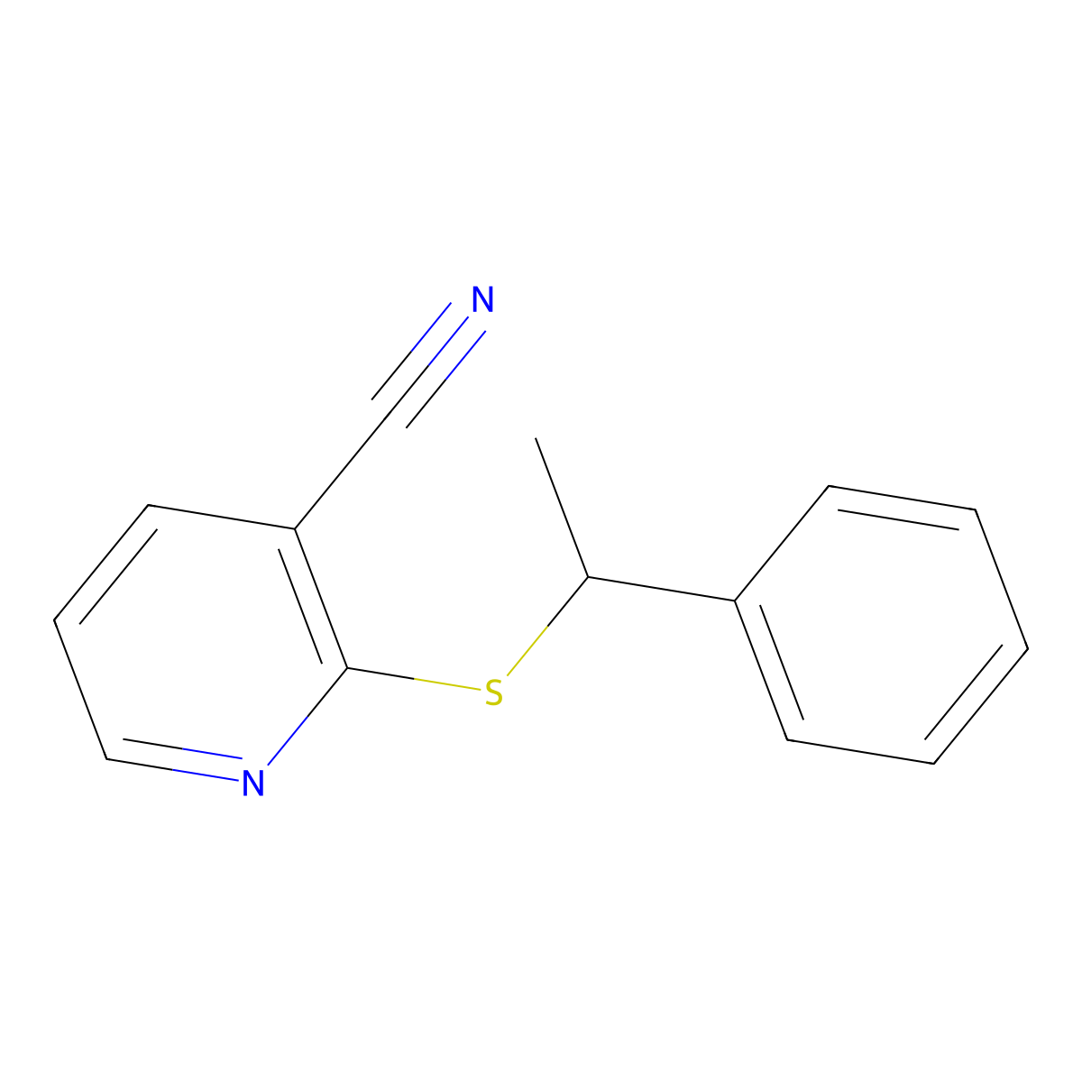 2-[(1-Phenylethyl)sulfanyl]pyridine-3-carbonitrile molecular structure, CAS 1129406-70-7