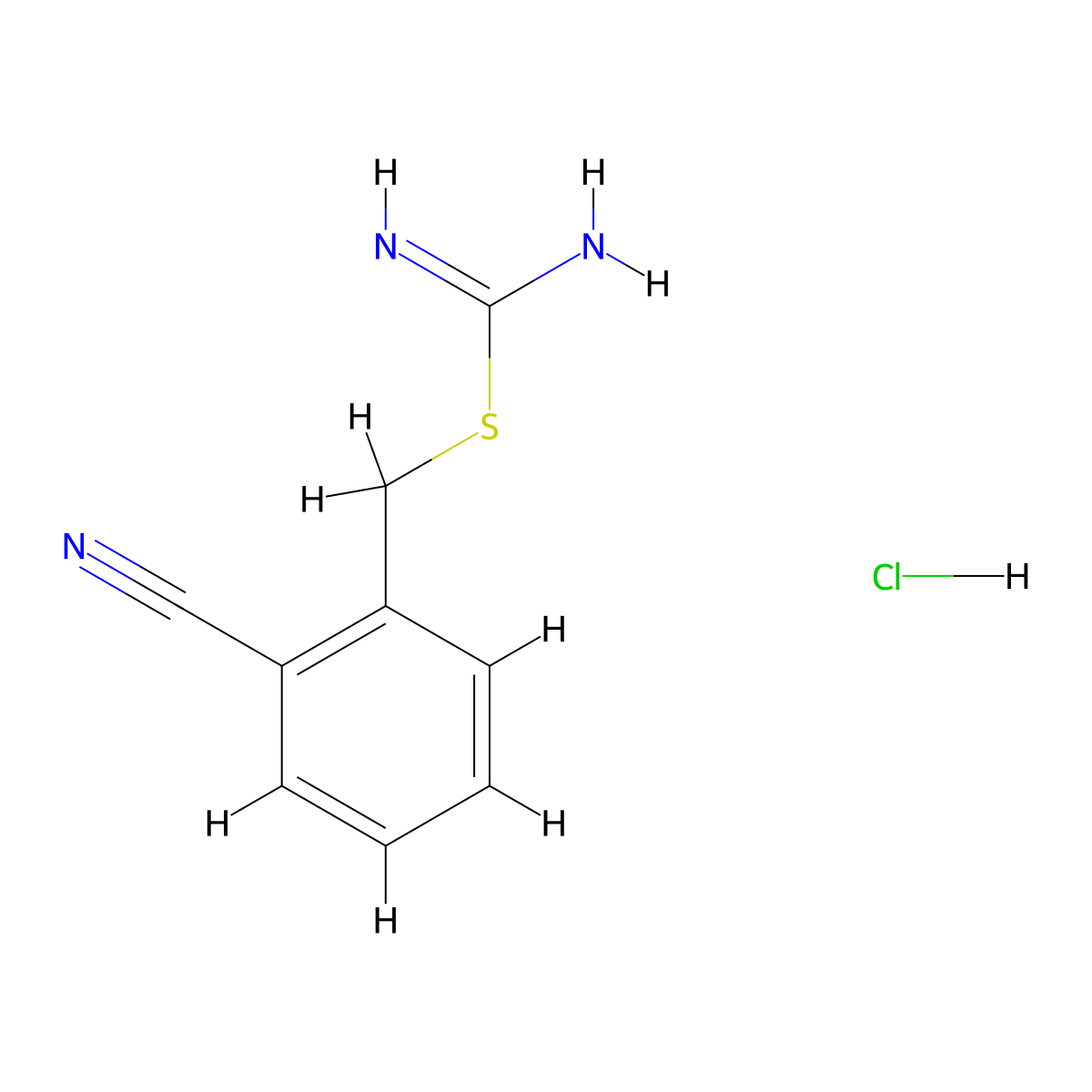{[(2-Cyanophenyl)methyl]sulfanyl}methanimidamide hydrochloride molecular structure, CAS 112941-27-2