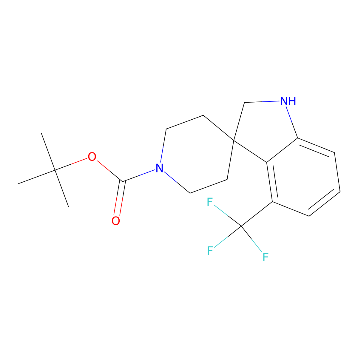 Tert-butyl 4-trifluoromethylspiro[indoline-3,4'-piperidine]-1'-carboxylate molecular structure, CAS 1129421-52-8