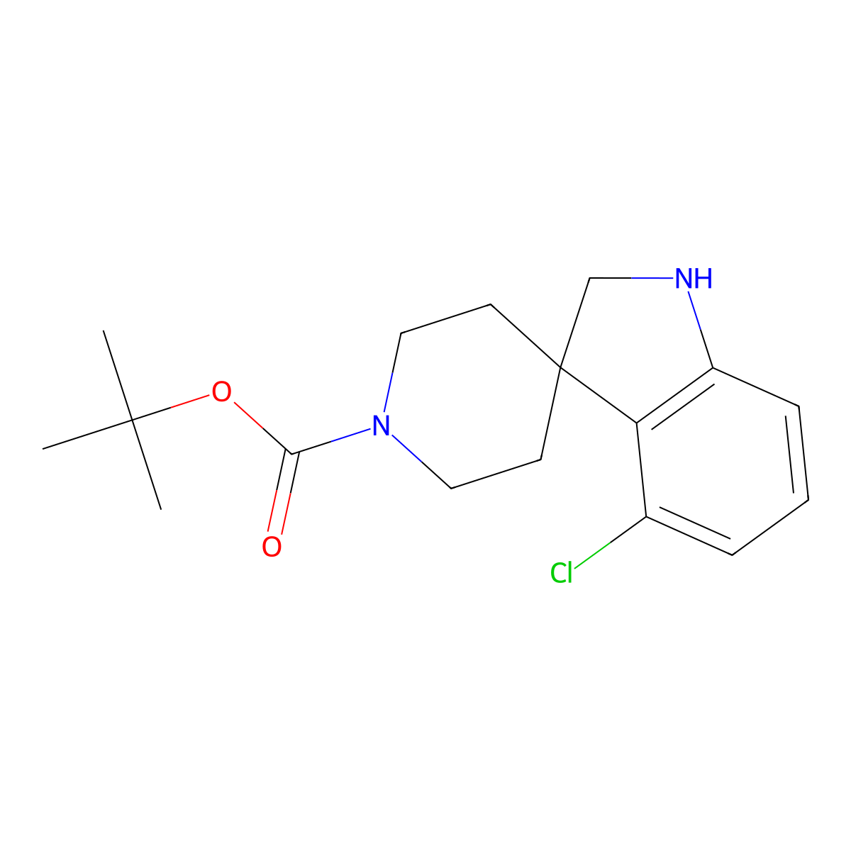 tert-Butyl 4-chlorospiro[indoline-3,4'-piperidine]-1'-carboxylate molecular structure, CAS 1129432-44-5