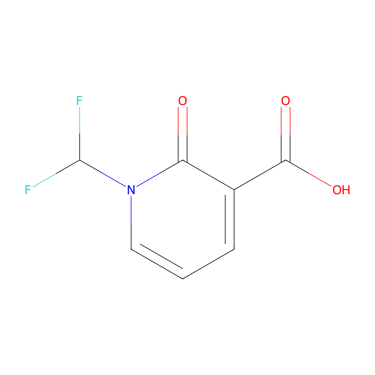 1-Difluoromethyl-2-oxo-1,2-dihydro-pyridine-3-carboxylic acid molecular structure, CAS 1129458-32-7