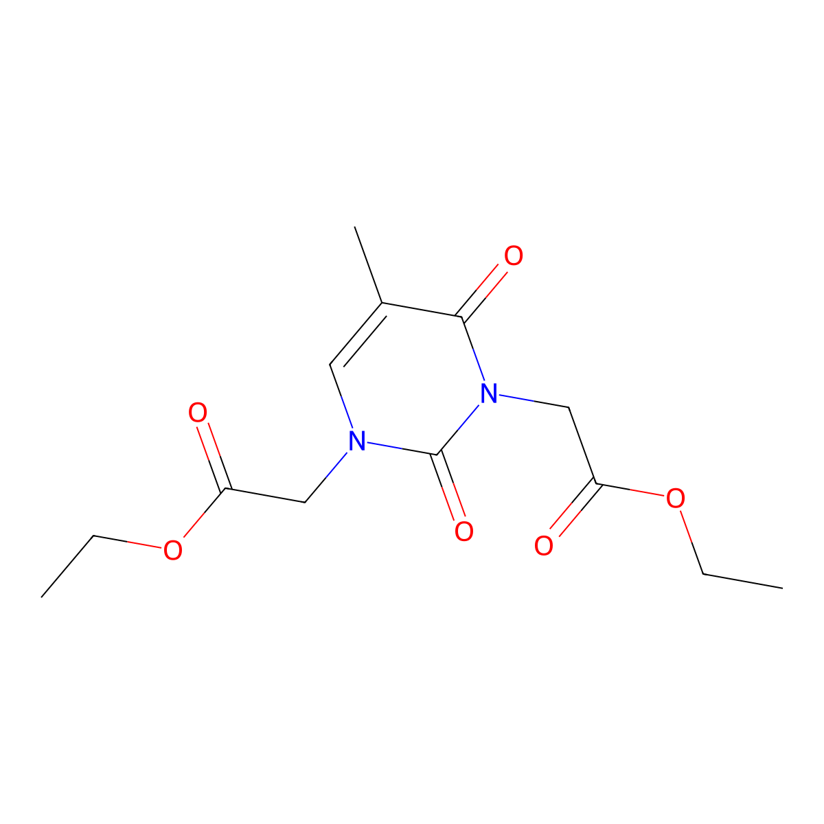 Ethyl 2-[3-(2-ethoxy-2-oxoethyl)-5-methyl-2,6-dioxo-1,2,3,6-tetrahydropyrimidin-1-yl]acetate molecular structure, CAS 1129466-05-2