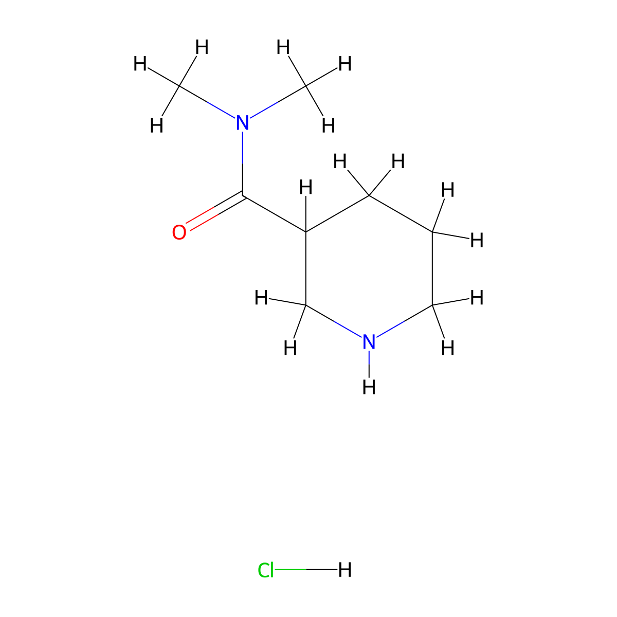 N,N-dimethylpiperidine-3-carboxamide hydrochloride molecular structure, CAS 112950-94-4