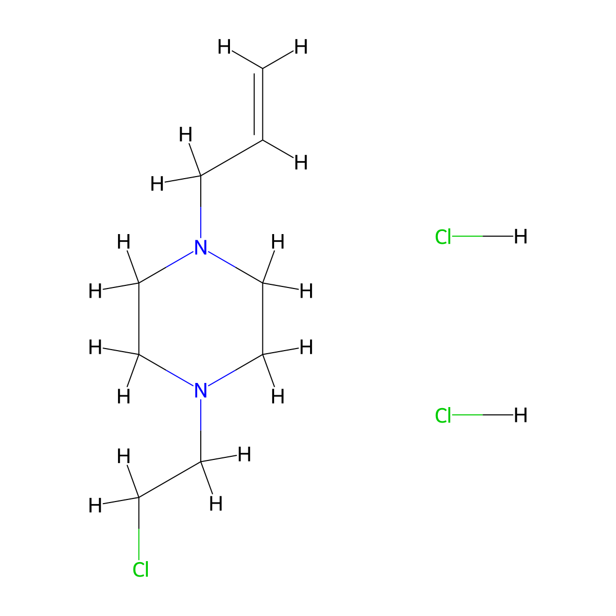 1-(2-Chloroethyl)-4-(prop-2-en-1-yl)piperazine--hydrogen chloride (1/2) molecular structure, CAS 112952-20-2