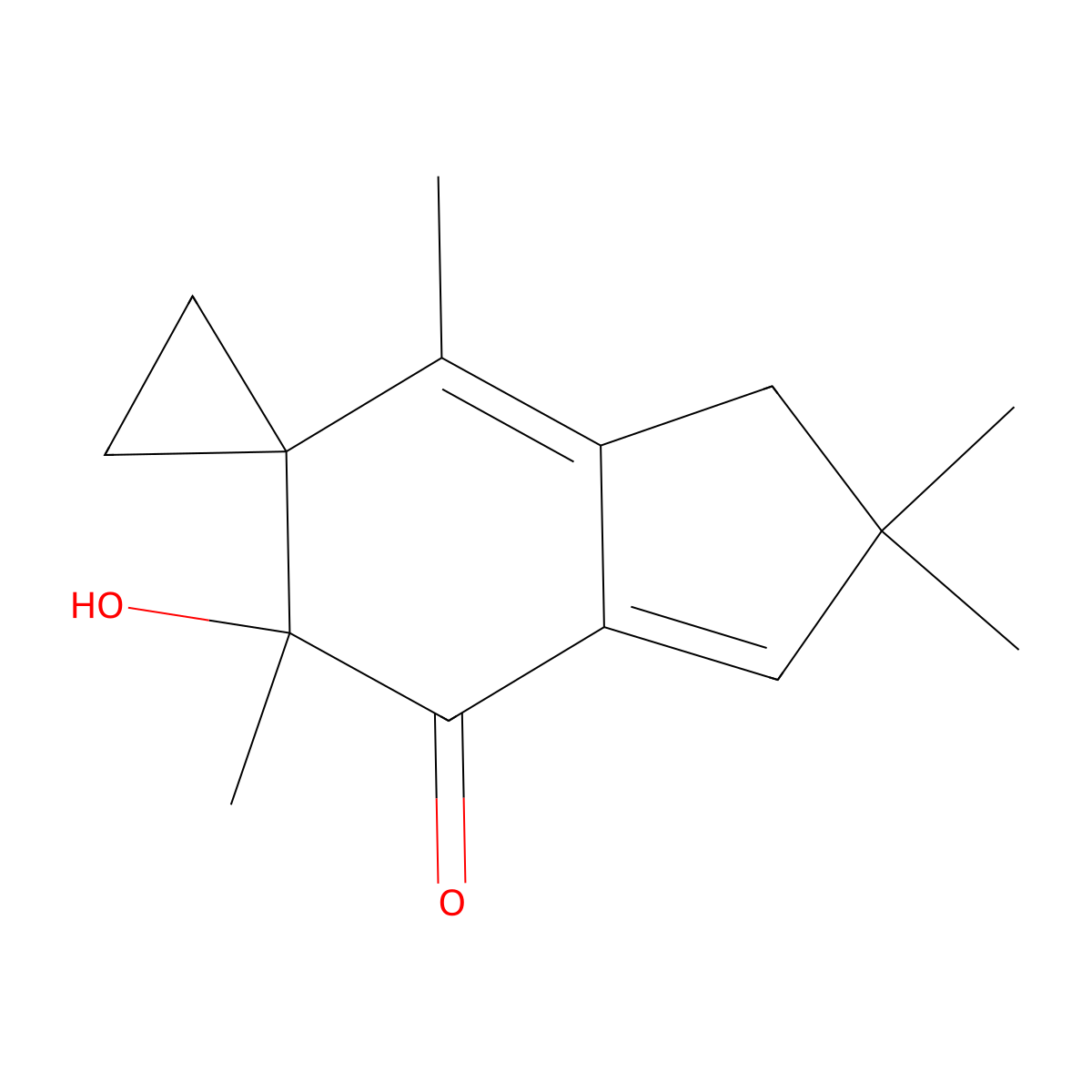(6'R)-2',3'-Dihydro-6'-hydroxy-2',2',4',6'-tetramethylspiro(cyclopropane-1,5'-(5H)inden)-7'(6'H)-one molecular structure, CAS 112953-12-5