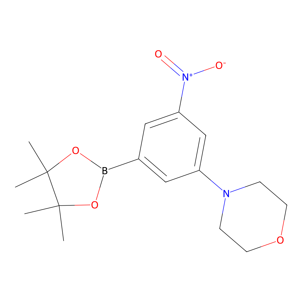 4-(3-Nitro-5-(4,4,5,5-tetramethyl-1,3,2-dioxaborolan-2-yl)phenyl)morpholine molecular structure, CAS 1129540-90-4