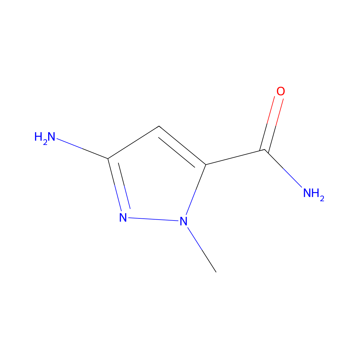 3-amino-1-methyl-1H-pyrazole-5-carboxamide molecular structure, CAS 1129541-01-0