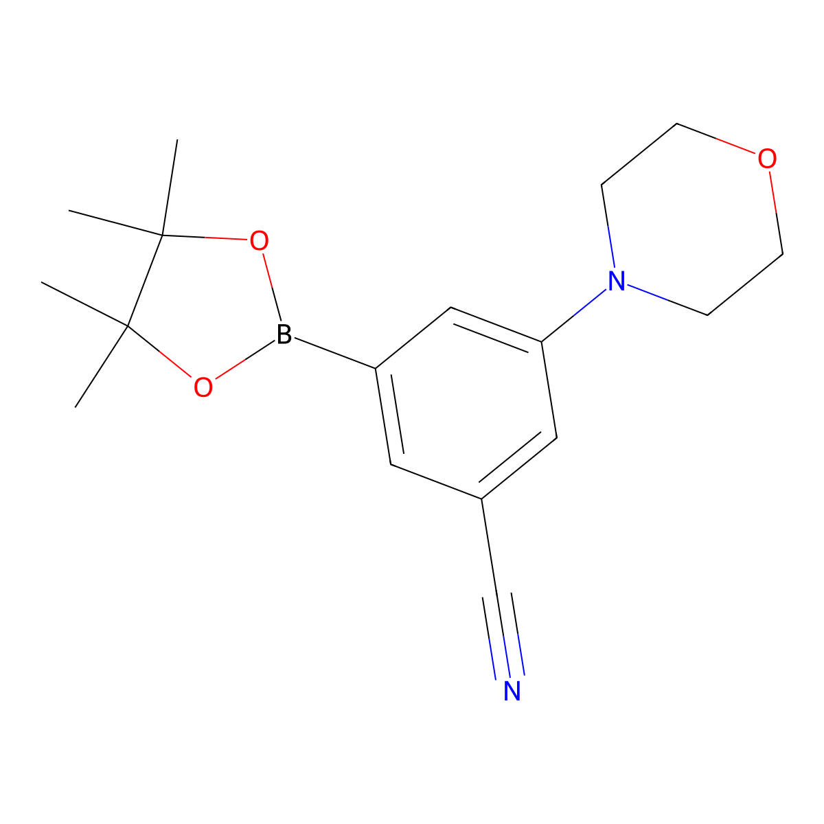 3-Morpholino-5-(4,4,5,5-tetramethyl-1,3,2-dioxaborolan-2-yl)benzonitrile molecular structure, CAS 1129541-04-3