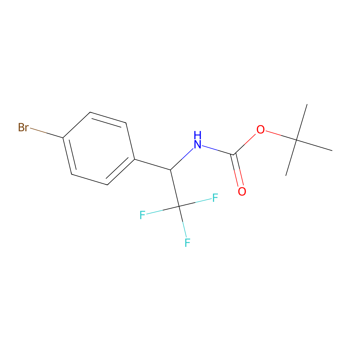 tert-Butyl (1-(4-bromophenyl)-2,2,2-trifluoroethyl)carbamate molecular structure, CAS 1129541-06-5