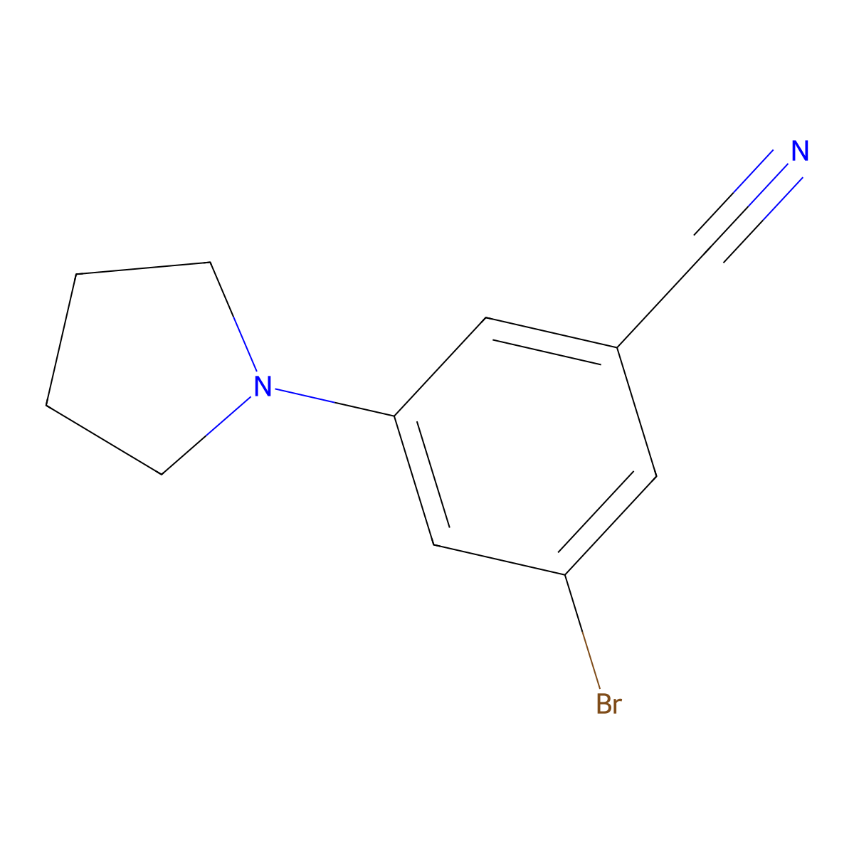 3-Bromo-5-(pyrrolidin-1-yl)benzonitrile molecular structure, CAS 1129541-71-4