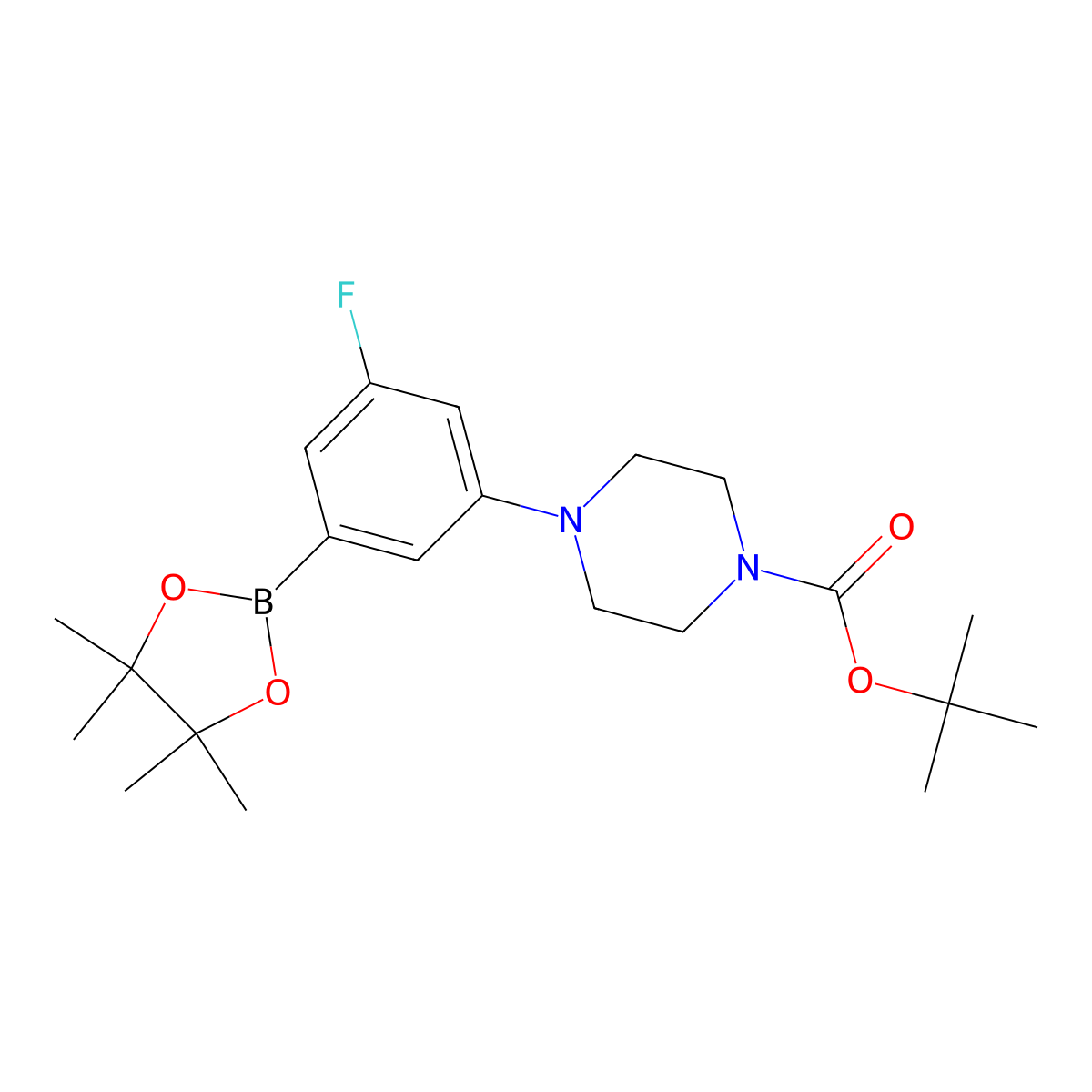 Tert-butyl 4-(3-fluoro-5-(4,4,5,5-tetramethyl-1,3,2-dioxaborolan-2-yl)phenyl)piperazine-1-carboxylate molecular structure, CAS 1129541-83-8
