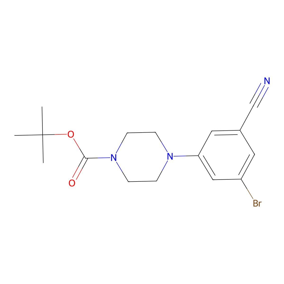Tert-butyl 4-(3-bromo-5-cyanophenyl)piperazine-1-carboxylate molecular structure, CAS 1129541-90-7
