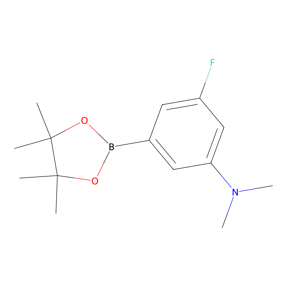 3-fluoro-N,N-dimethyl-5-(4,4,5,5-tetramethyl-1,3,2-dioxaborolan-2-yl)aniline molecular structure, CAS 1129542-03-5