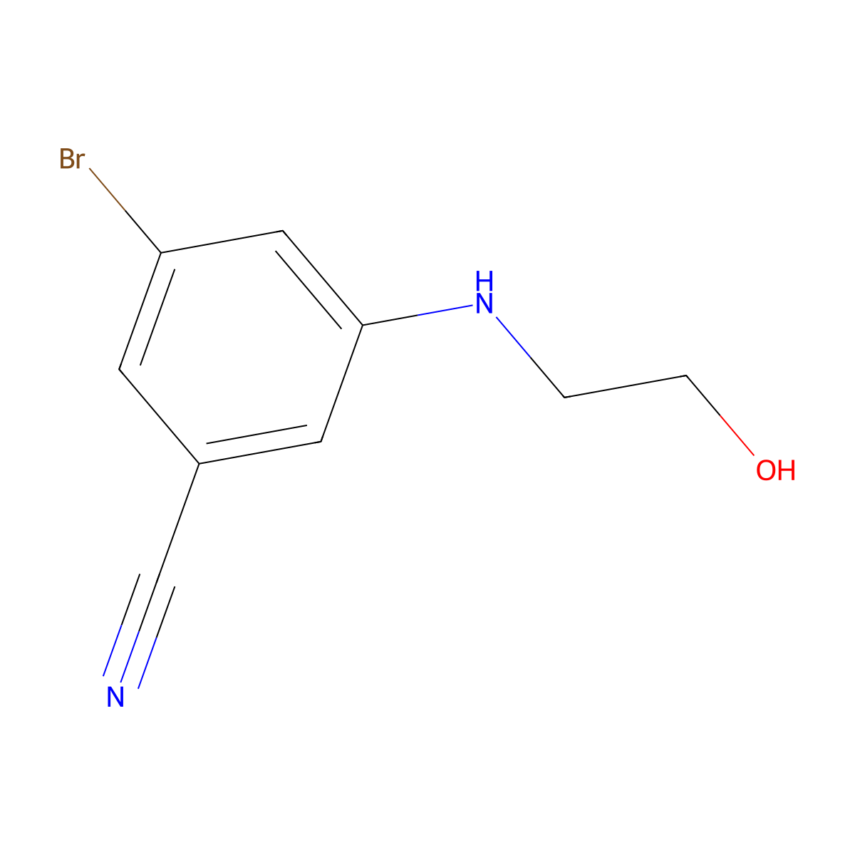 3-Bromo-5-[(2-hydroxyethyl)amino]benzonitrile molecular structure, CAS 1129542-04-6