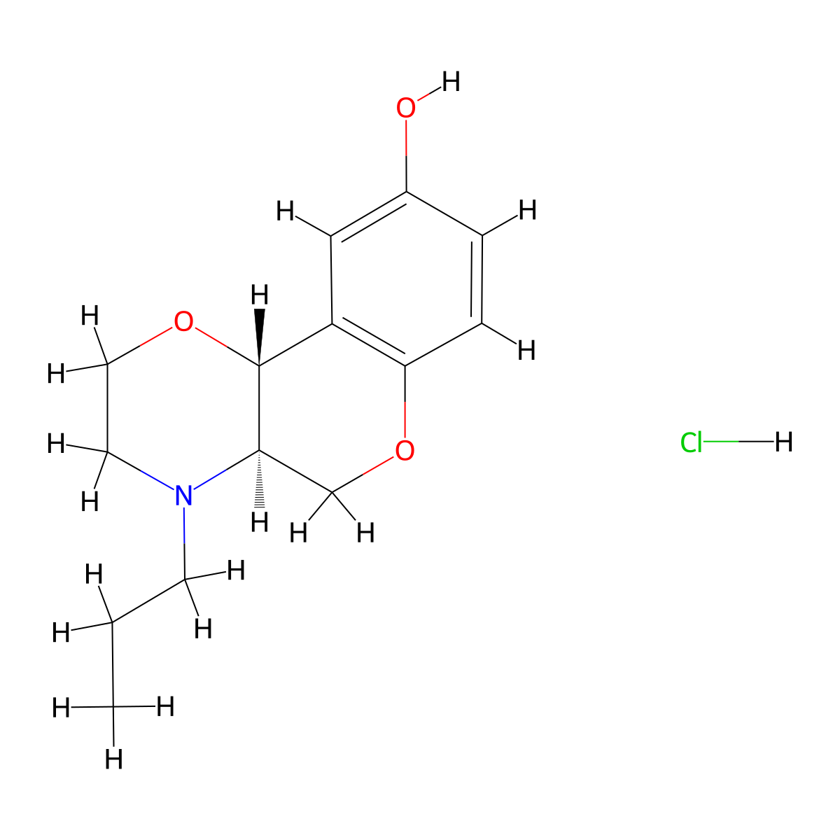 (4aR,10bR)-rel-4-Propyl-2,3,4,4a,5,10b-hexahydrochromeno[4,3-b][1,4]oxazin-9-ol hydrochloride molecular structure, CAS 112960-16-4