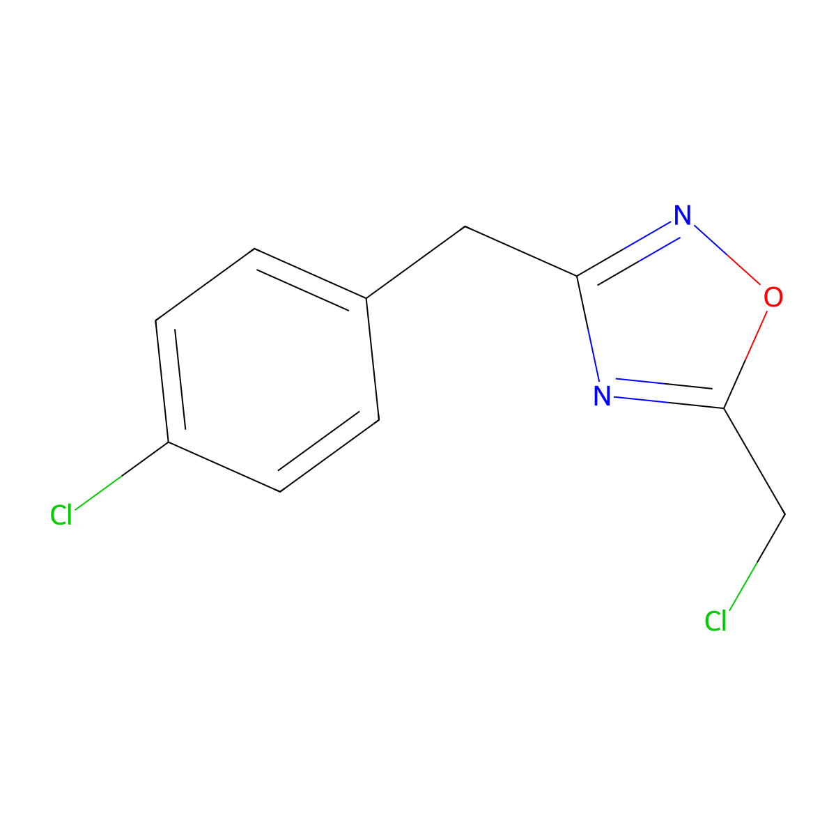 5-(Chloromethyl)-3-[(4-chlorophenyl)methyl]-1,2,4-oxadiazole molecular structure, CAS 112960-55-1