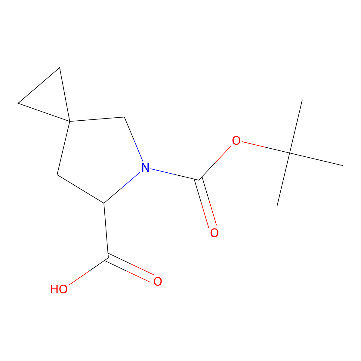 (6S)-5-[(tert-butoxy)carbonyl]-5-azaspiro[2.4]heptane-6-carboxylic acid molecular structure, CAS 1129634-44-1