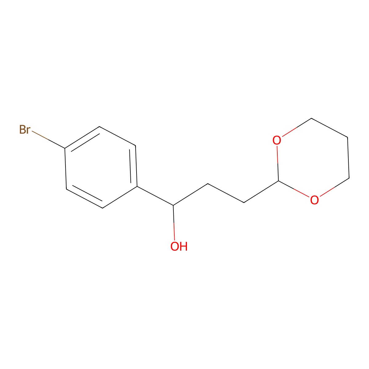 1-(4-Bromophenyl)-3-(1,3-dioxan-2-yl)propan-1-ol molecular structure, CAS 1129635-23-9