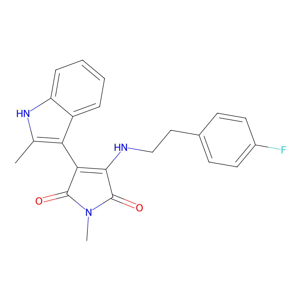 3-(4-fluorophenylethylamino)-1-methyl-4-(2-methyl-1H-indol-3-yl)-1H-pyrrole-2,5-dione molecular structure, CAS 1129669-05-1
