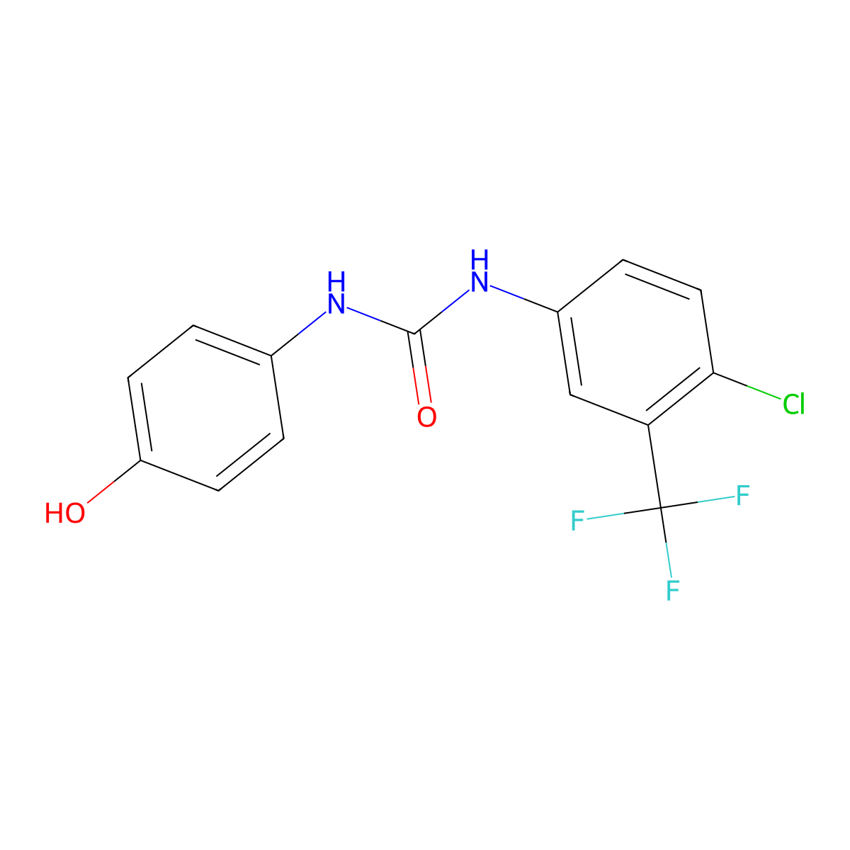 1-(4-Chloro-3-trifluoromethylphenyl)-3-(4-hydroxyphenyl)urea molecular structure, CAS 1129683-83-5
