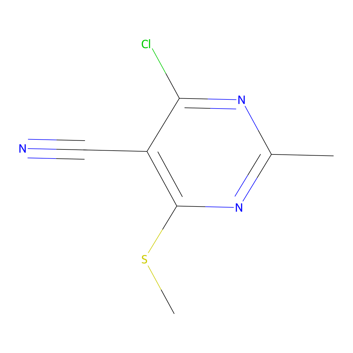 4-Chloro-2-methyl-6-(methylthio)pyrimidine-5-carbonitrile molecular structure, CAS 112969-42-3