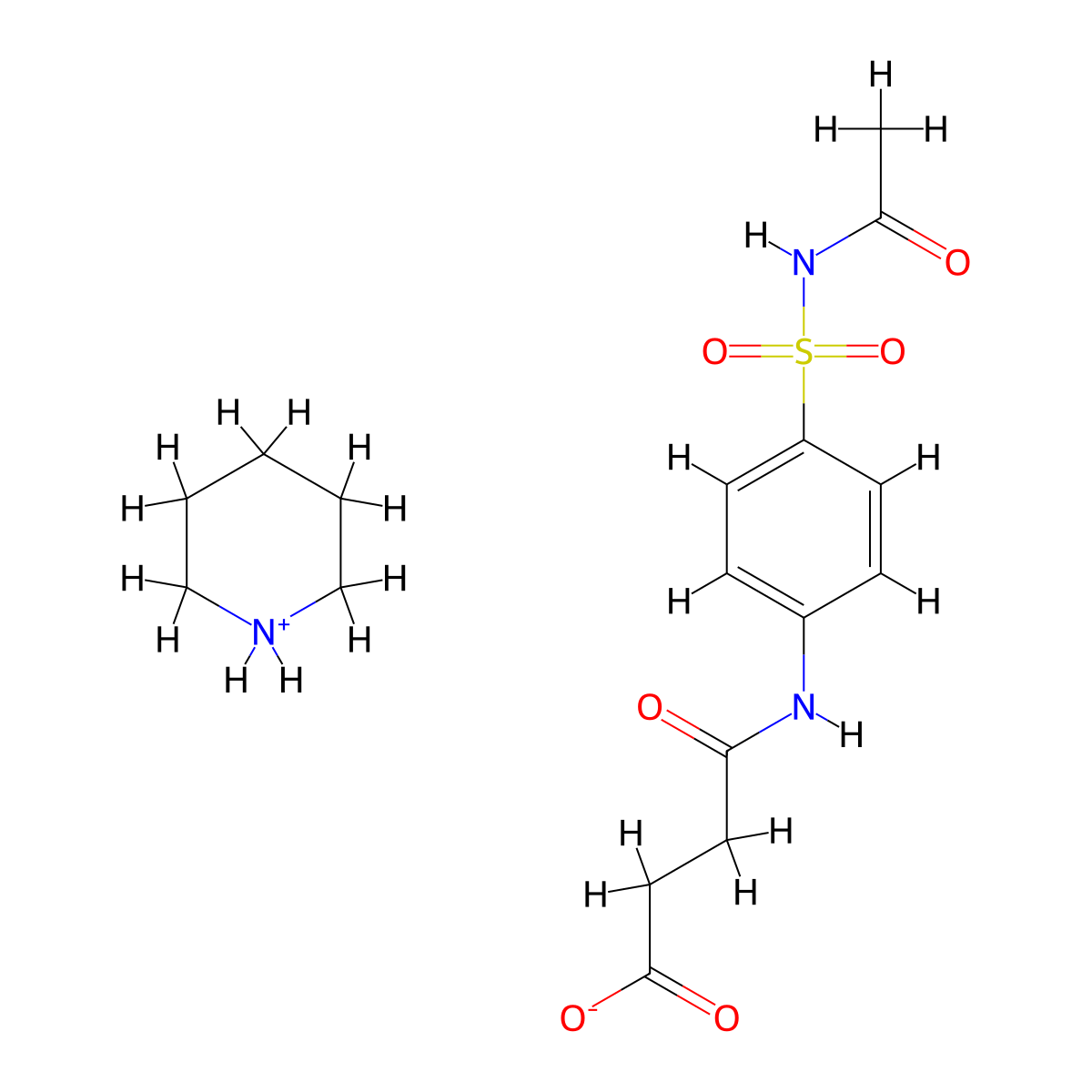 Butanoic acid, 4-((4-((acetylamino)sulfonyl)phenyl)amino)-4-oxo-, compd. with piperidine (1:1) molecular structure, CAS 112997-68-9