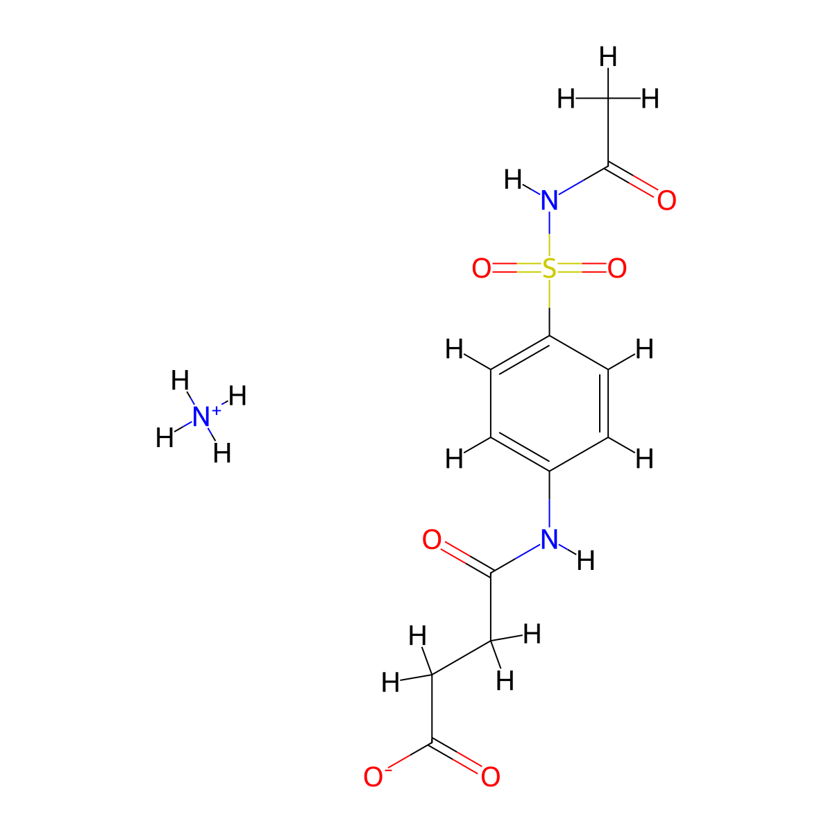 butanoic acid, 4-((4-((acetylamino)sulfonyl)phenyl)amino)-4-oxo-, monoammonium salt molecular structure, CAS 112997-71-4