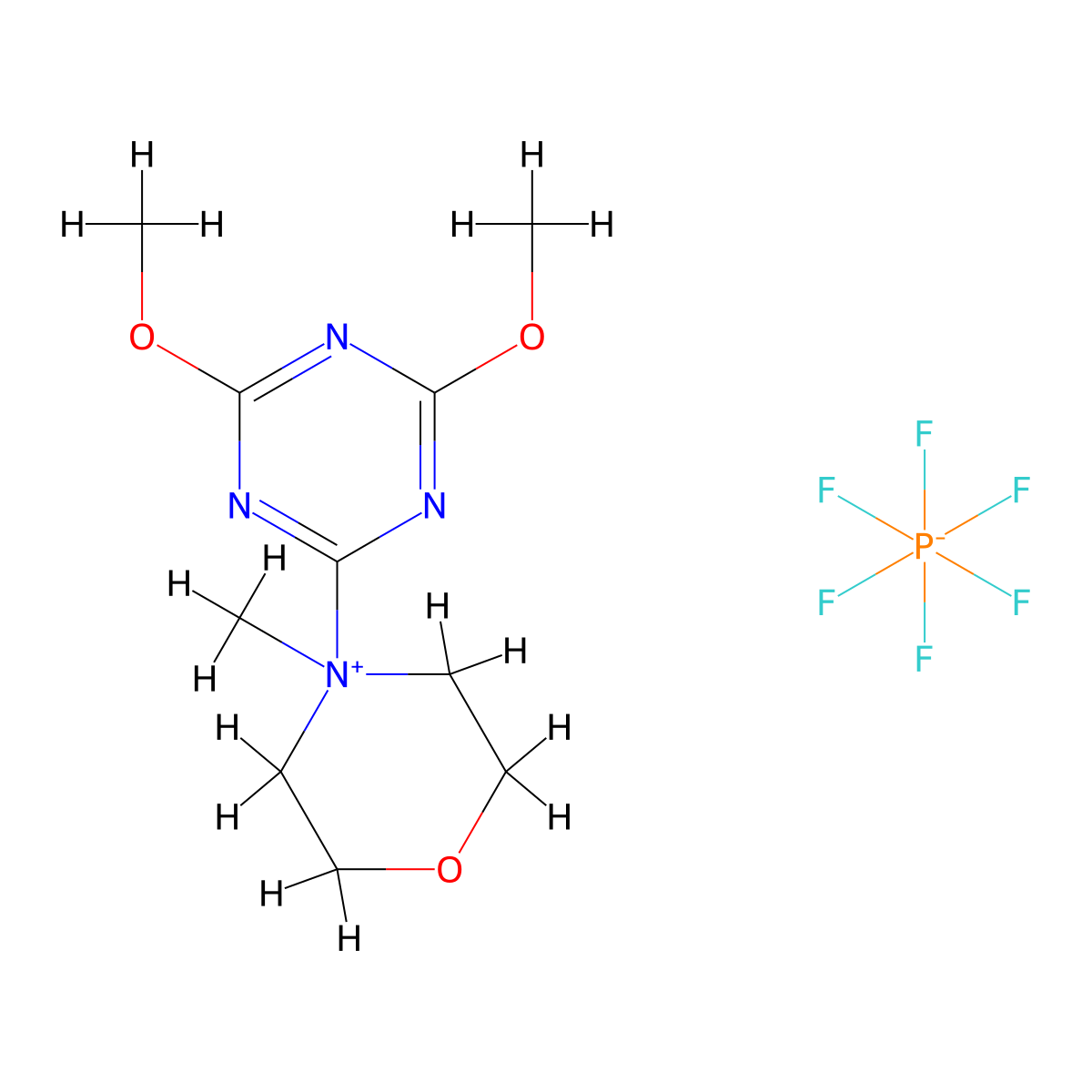 4-(4,6-Dimethoxy-1,3,5-triazin-2-YL)-4-methylmorpholin-4-ium hexafluorophosphate(V) molecular structure, CAS 1129971-87-4
