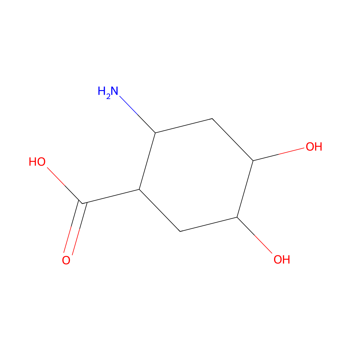 (1RS,2SR,4RS&,5SR&)-2-amino-4,5-dihydroxycyclohexane-1-carboxylic acid molecular structure, CAS 1129973-35-8