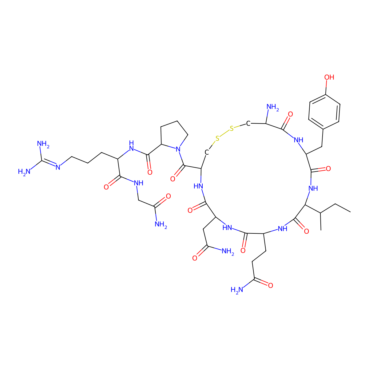 Vasotocin molecular structure, CAS 113-80-4