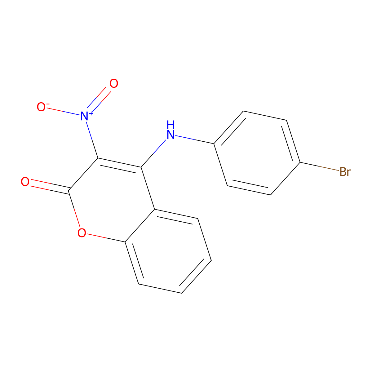 2H-1-Benzopyran-2-one, 4-[(4-bromophenyl)amino]-3-nitro- molecular structure, CAS 113003-09-1