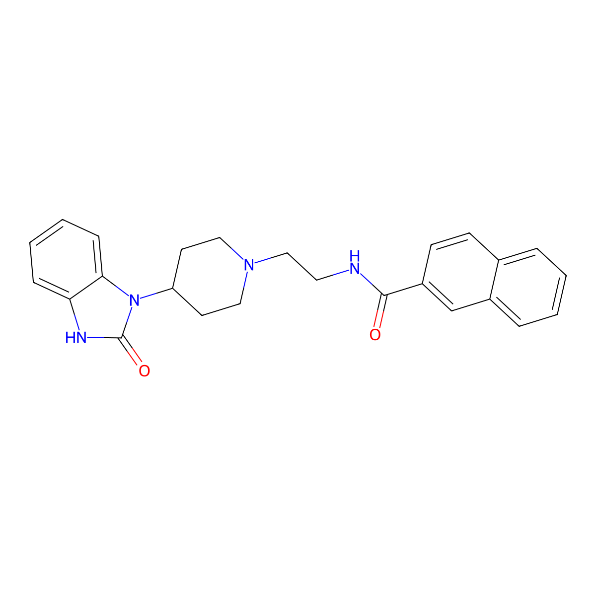 N-(2-(4-(2-Oxo-2,3-dihydro-1H-benzo[d]imidazol-1-yl)piperidin-1-yl)ethyl)-2-naphthamide molecular structure, CAS 1130067-18-3